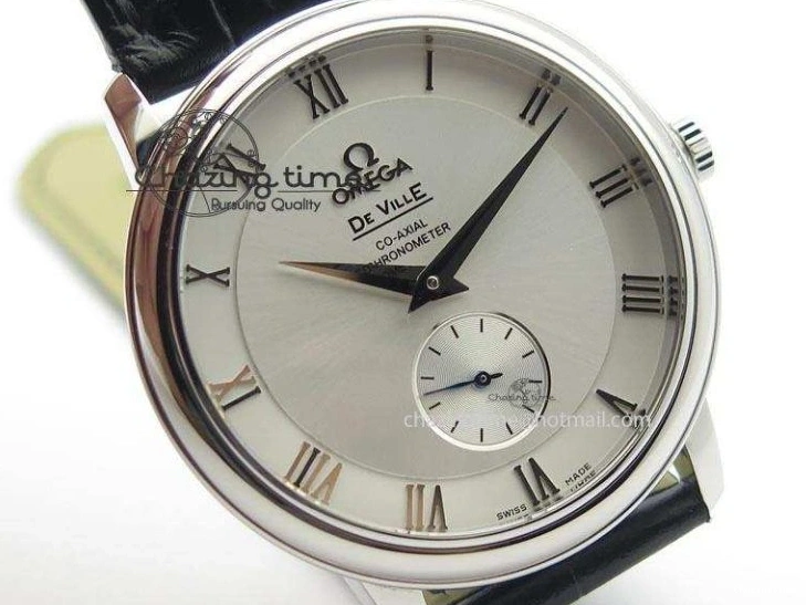 0404 Flexible De Ville MK 1:1 Best Edition SS White Dial On Black Leather Asian Seagull T1701 (Sec@6) 8244